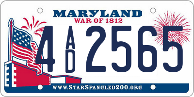 MD license plate 4AD2565
