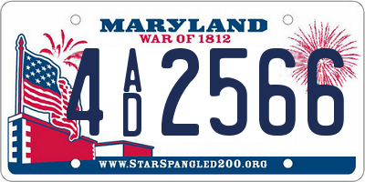 MD license plate 4AD2566