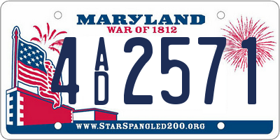 MD license plate 4AD2571