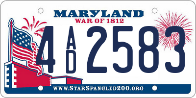 MD license plate 4AD2583