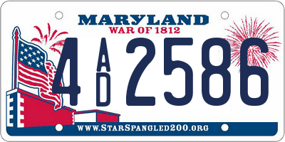 MD license plate 4AD2586