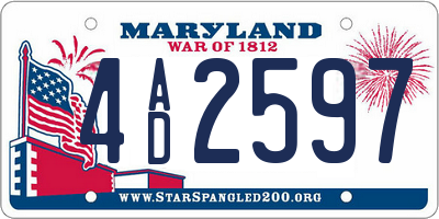 MD license plate 4AD2597