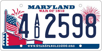 MD license plate 4AD2598