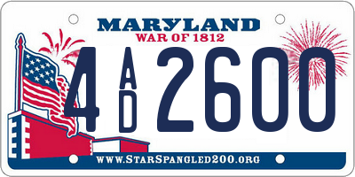 MD license plate 4AD2600
