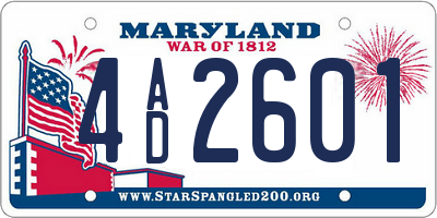 MD license plate 4AD2601