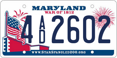 MD license plate 4AD2602
