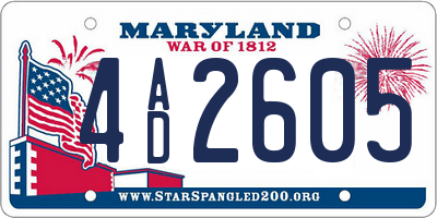MD license plate 4AD2605