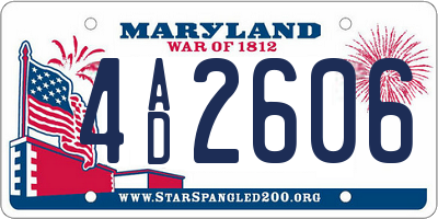 MD license plate 4AD2606