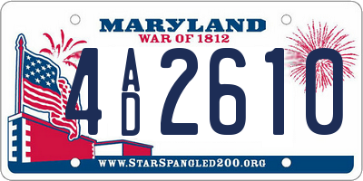 MD license plate 4AD2610