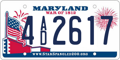 MD license plate 4AD2617