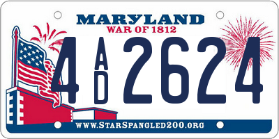 MD license plate 4AD2624
