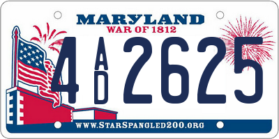 MD license plate 4AD2625