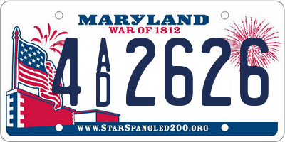 MD license plate 4AD2626