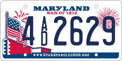MD license plate 4AD2629