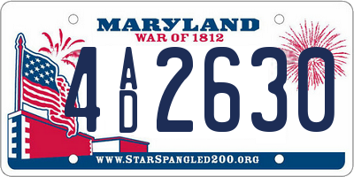 MD license plate 4AD2630