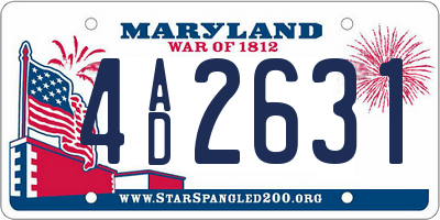MD license plate 4AD2631
