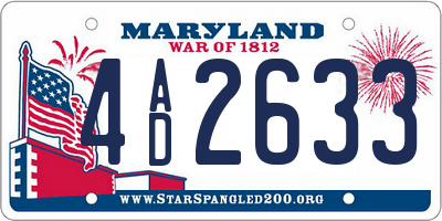 MD license plate 4AD2633