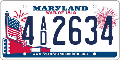 MD license plate 4AD2634