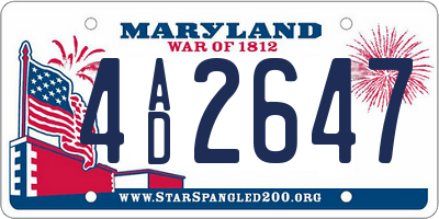 MD license plate 4AD2647