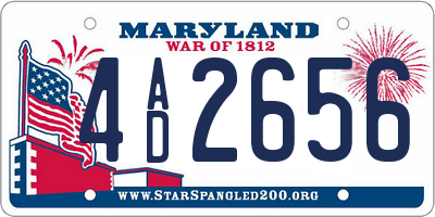 MD license plate 4AD2656