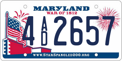 MD license plate 4AD2657