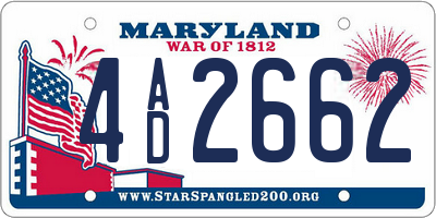 MD license plate 4AD2662
