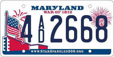 MD license plate 4AD2668