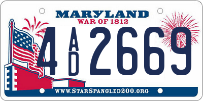 MD license plate 4AD2669