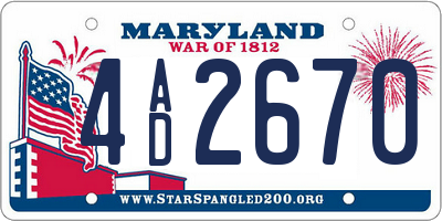 MD license plate 4AD2670