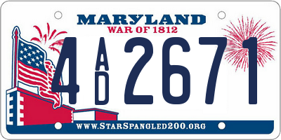 MD license plate 4AD2671