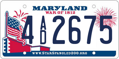 MD license plate 4AD2675