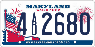 MD license plate 4AD2680