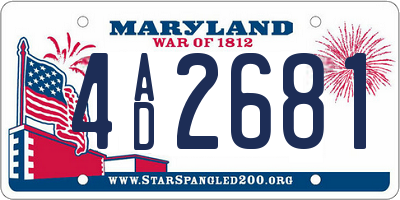 MD license plate 4AD2681