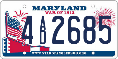 MD license plate 4AD2685