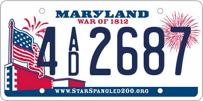 MD license plate 4AD2687