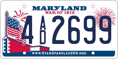 MD license plate 4AD2699