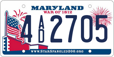 MD license plate 4AD2705