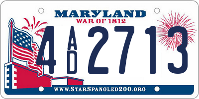 MD license plate 4AD2713