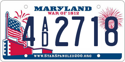 MD license plate 4AD2718