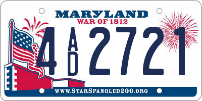 MD license plate 4AD2721