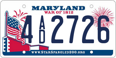 MD license plate 4AD2726