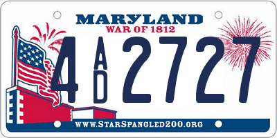 MD license plate 4AD2727