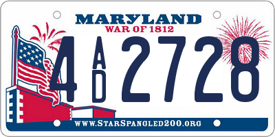 MD license plate 4AD2728
