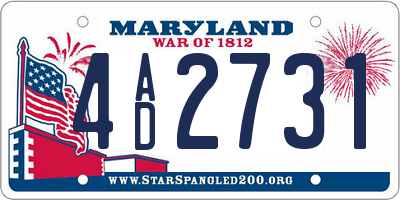MD license plate 4AD2731