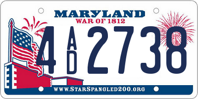 MD license plate 4AD2738