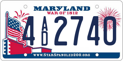 MD license plate 4AD2740