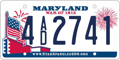 MD license plate 4AD2741