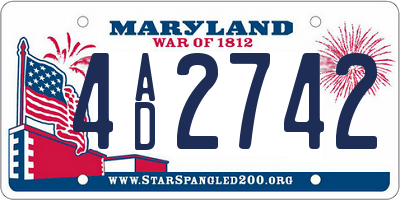 MD license plate 4AD2742