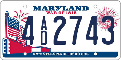 MD license plate 4AD2743
