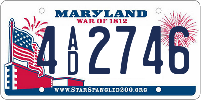MD license plate 4AD2746